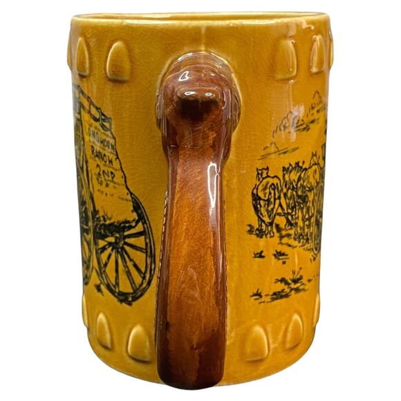 VTG Wells Fargo Longhorn Stagecoach Western Pistol Revolver Coffee Mug Ceramic - Picture 6 of 8